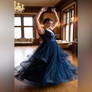 Giffniseti Sequin top long cloud dress